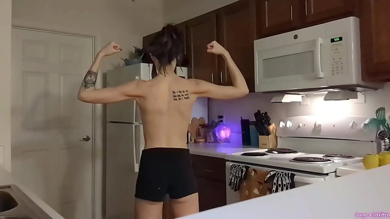 Topless Sage Eldritch Weight Lifting in the Kitchen
