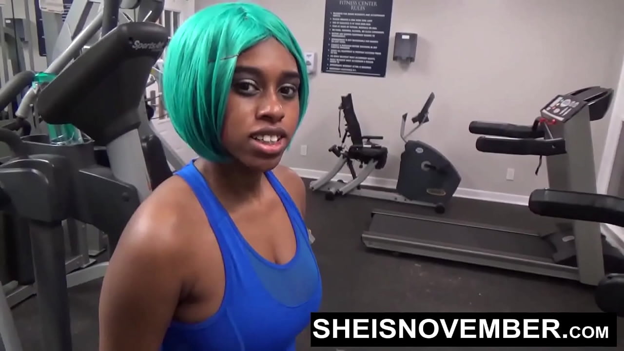 Kinky Blowjob In Gymnasium By Tiny Whore With Busty Titties, Giving POV To Stranger After Working Out, Hot Skinny Ebony Babe Sheisnovember Eye Contact Dick Sucking, Spreading Big Ass Cheeks On Treadmill By Msnovember