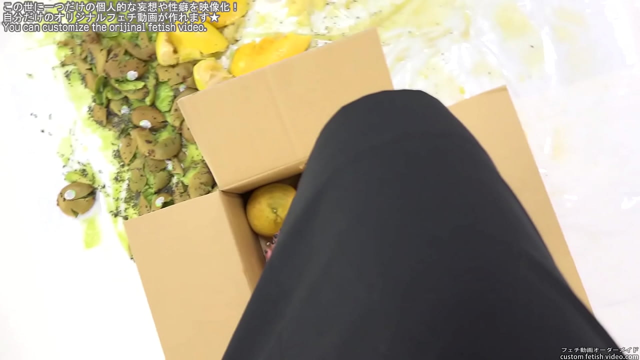 Woman stepping on fruits barefoot