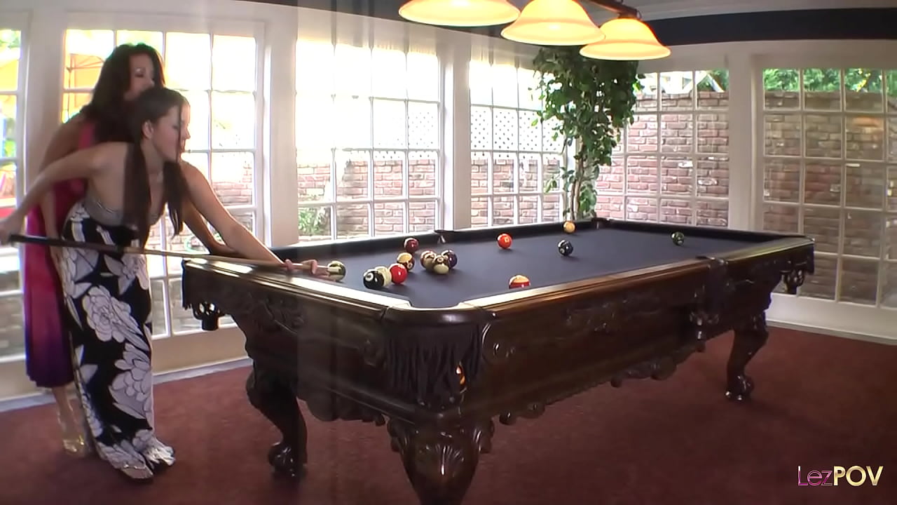 Billiard lesson from the lesbian milf gets arousing as she touches and eats the ass of the brunette