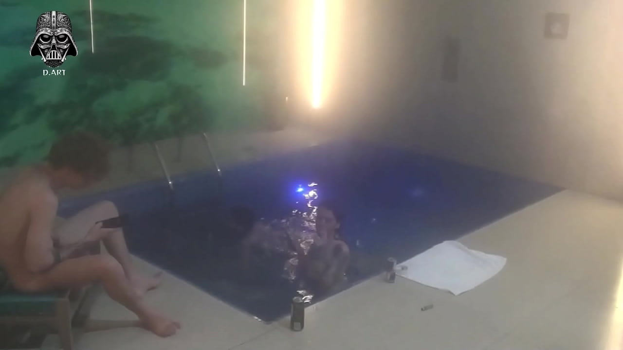 Threesome with friends in the motel pool