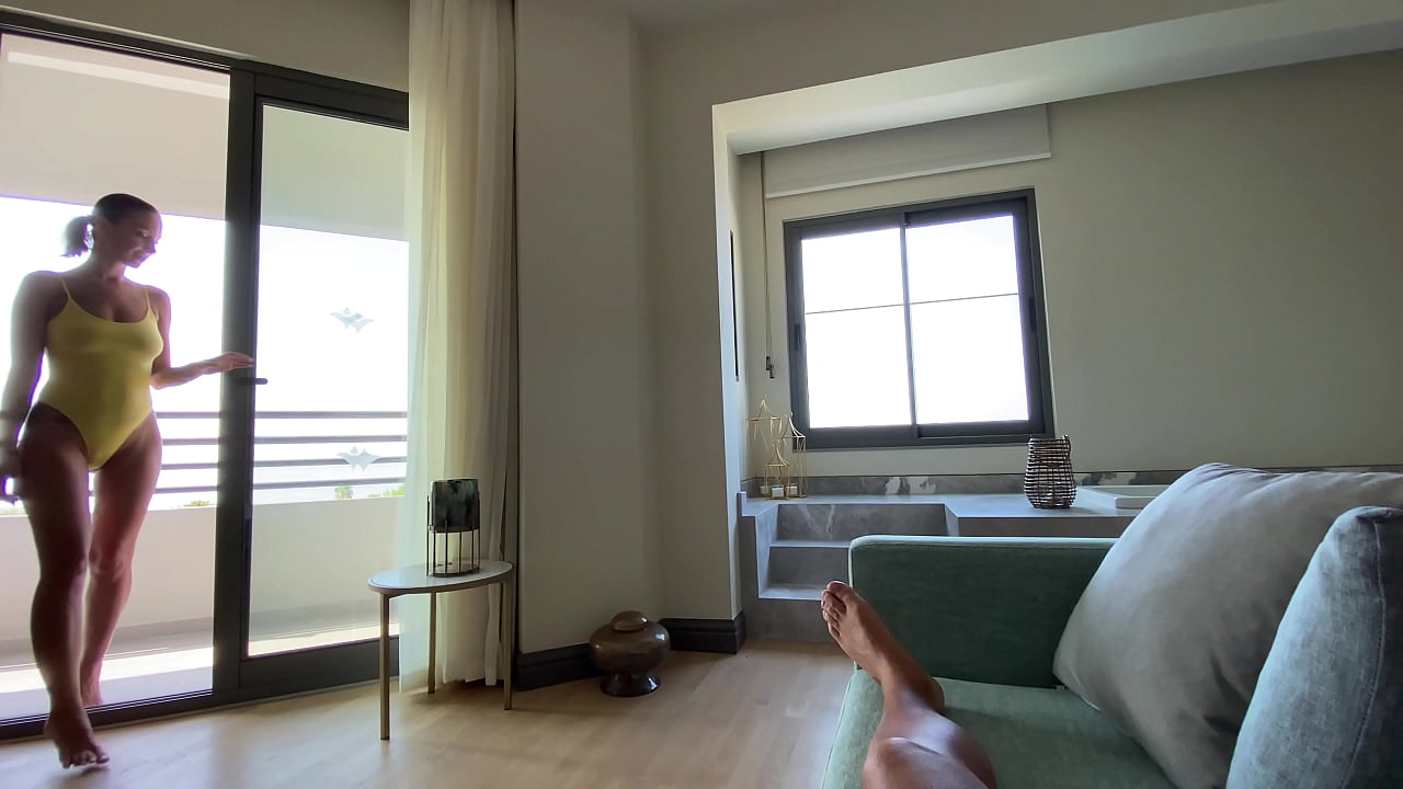 Step sister pov fuck during vocations in hotel room. Hot cum in mouth