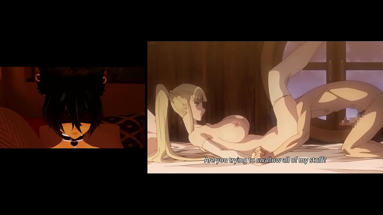 Youtuber Tay Arcadia masturbates to blowjob moment in anime with futanari girl