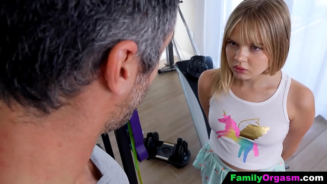 Sweet 18-Year-Old Stepdaughter Assists Her Stepfather with his Workout