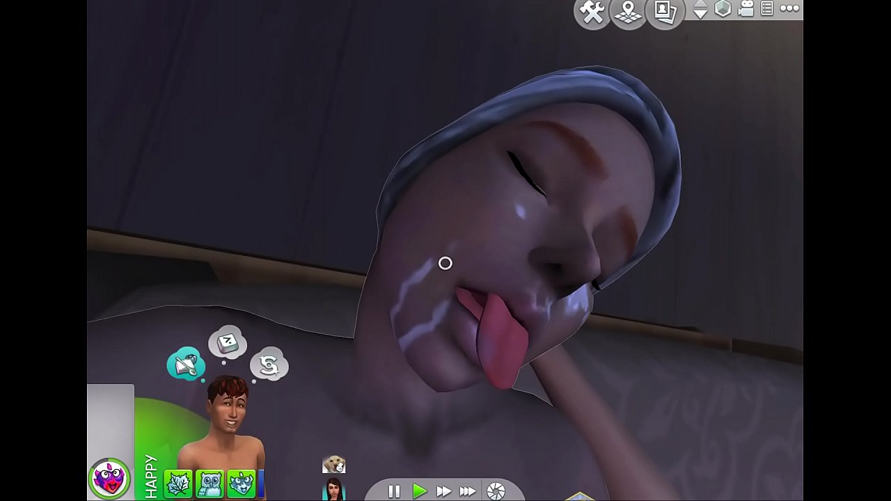 Male Point of view with UI visible demonstrating VR sex with ebony virtual college girl