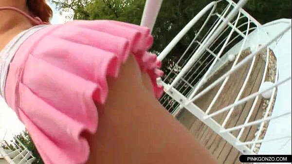 Slim teen in satin outfitt gets pussy fingered