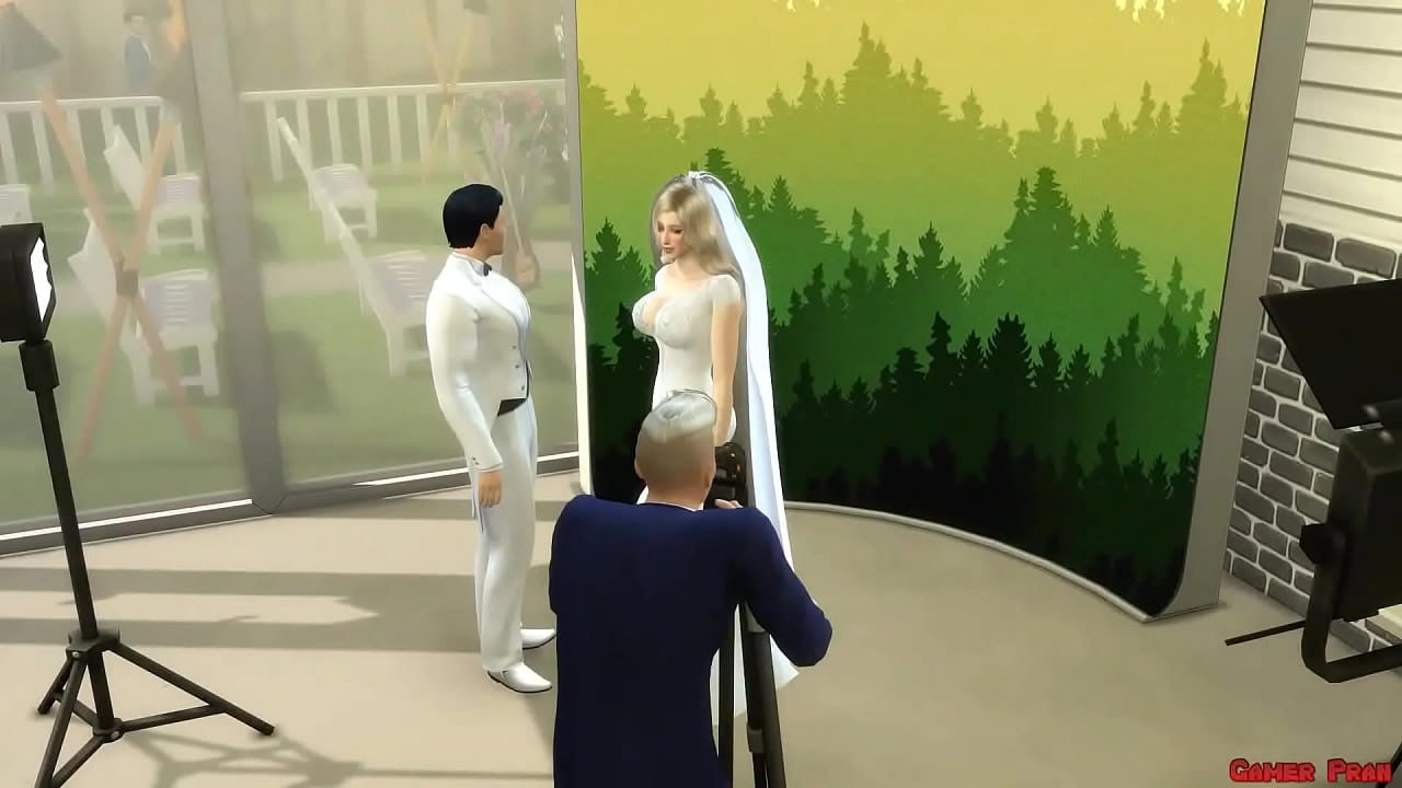 Beautiful Newlywed Woman In Wedding Dress Fucked in Photo Shoot Next to Her Cuckold Husband Netorare Wife Transforms into a Whore