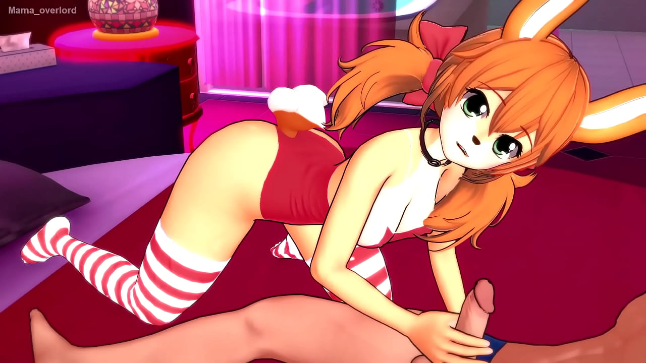 La caliente novia disfrazada en la cama con traje de ba&ntilde;o y medias lista para follar (hentai)