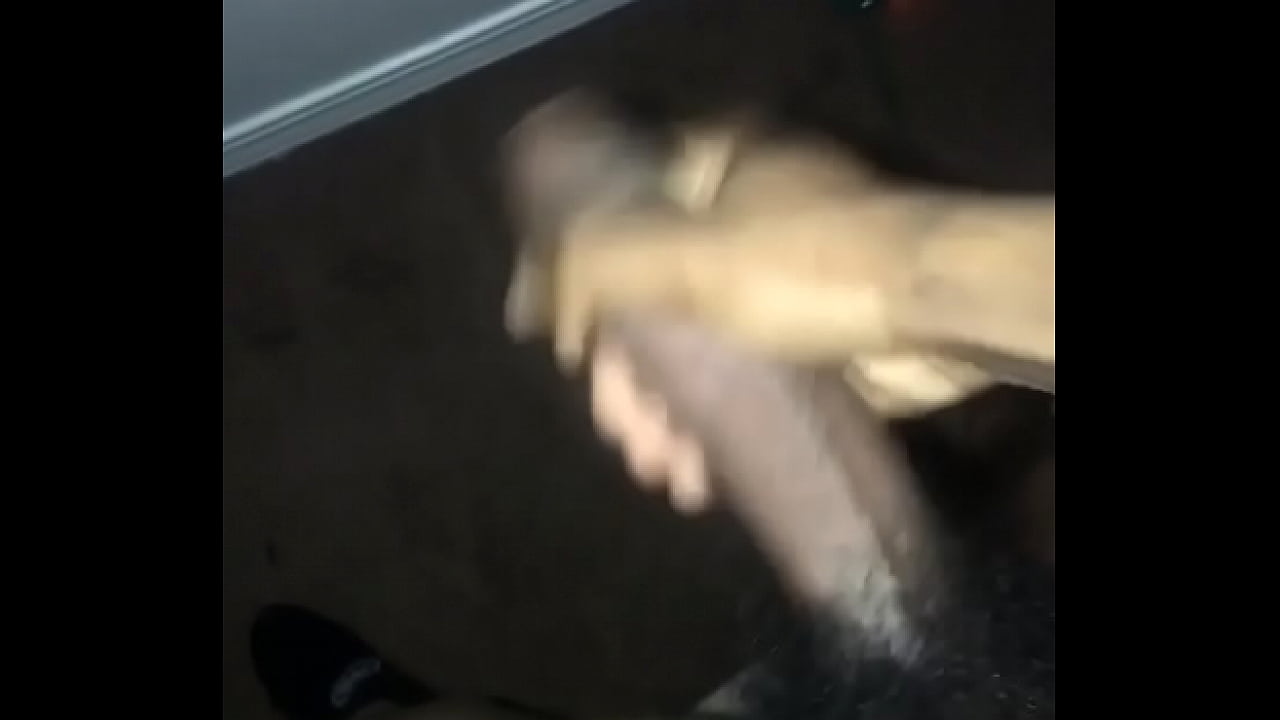 Black guy strokes his long black cock