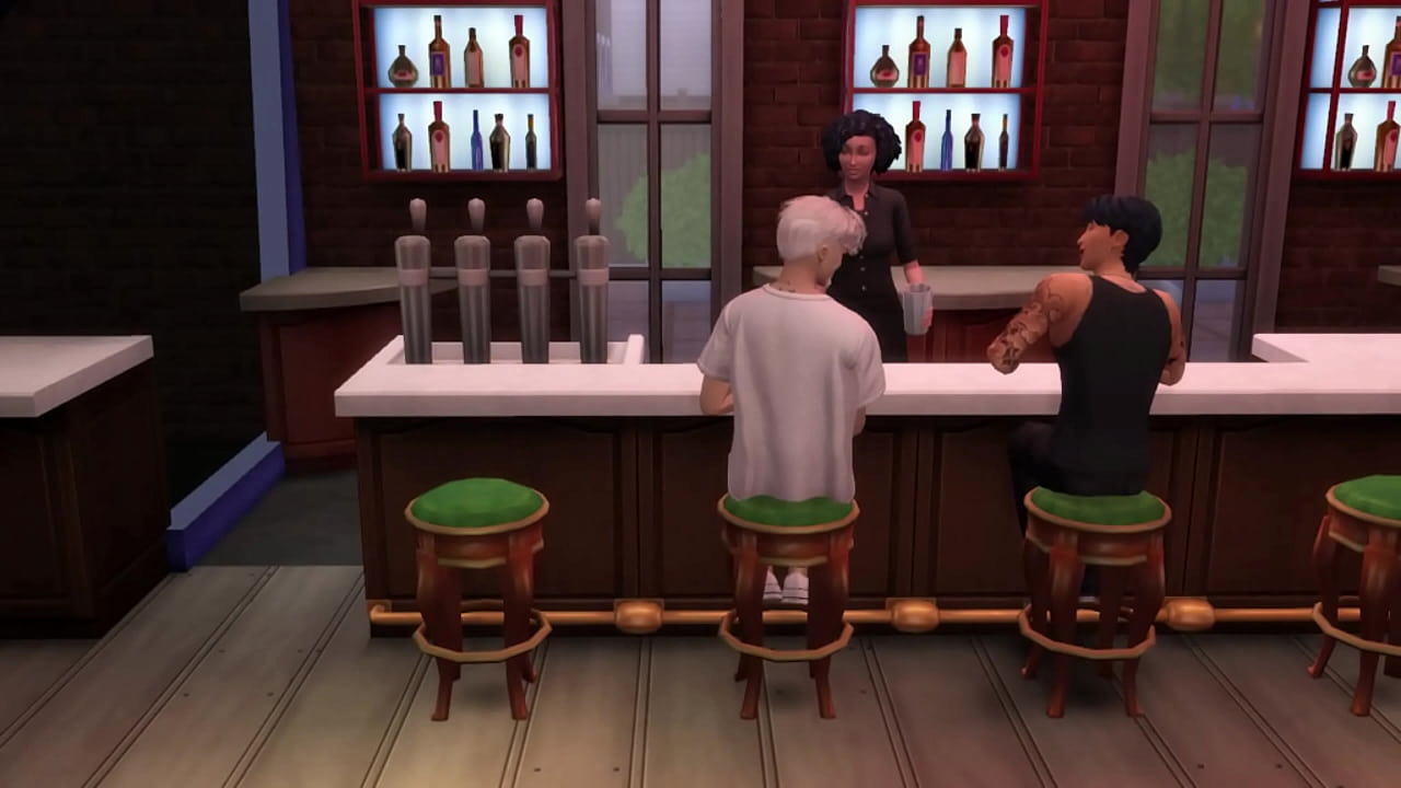 Sims 4 mafia boss stuffed with cum in a bar toilet