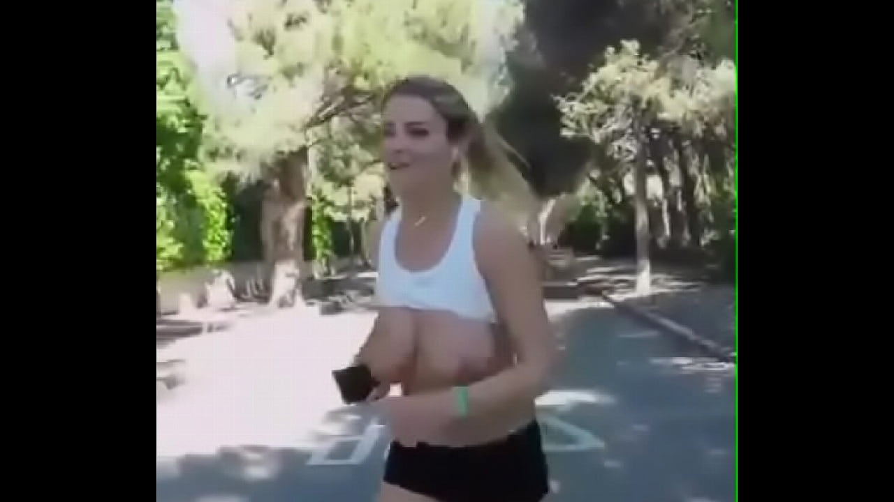 Jogging bouncing tits