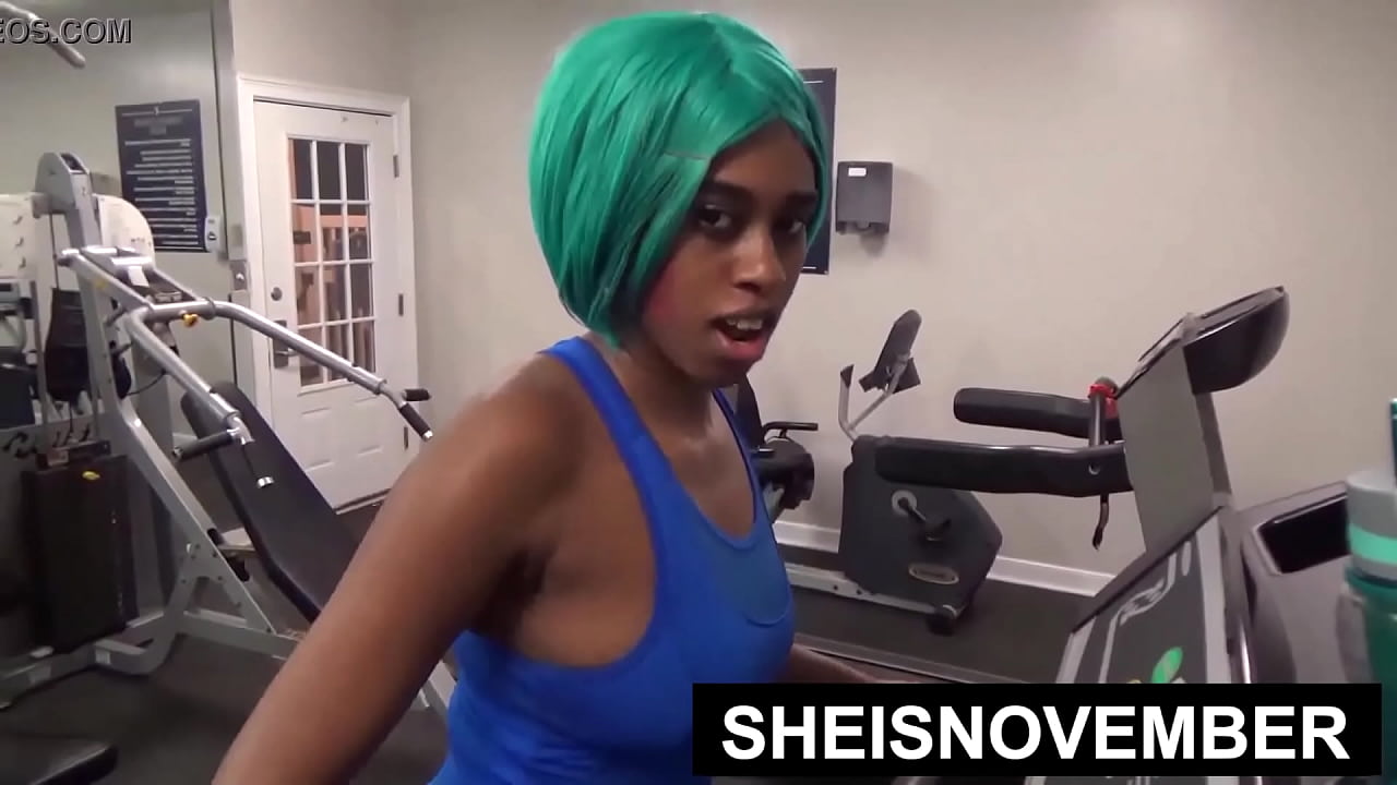 HD Risky Public Sex After Walking Bare Assed Naked On Gym Treadmill, Kinky Young Busty Black Exhibitionist Sheisnovember Curvy Brown Ass Cheeks And Heavy Boobs Exposed Before Riding Cock While Standing Closeup Taboo Erotica By Msnovember