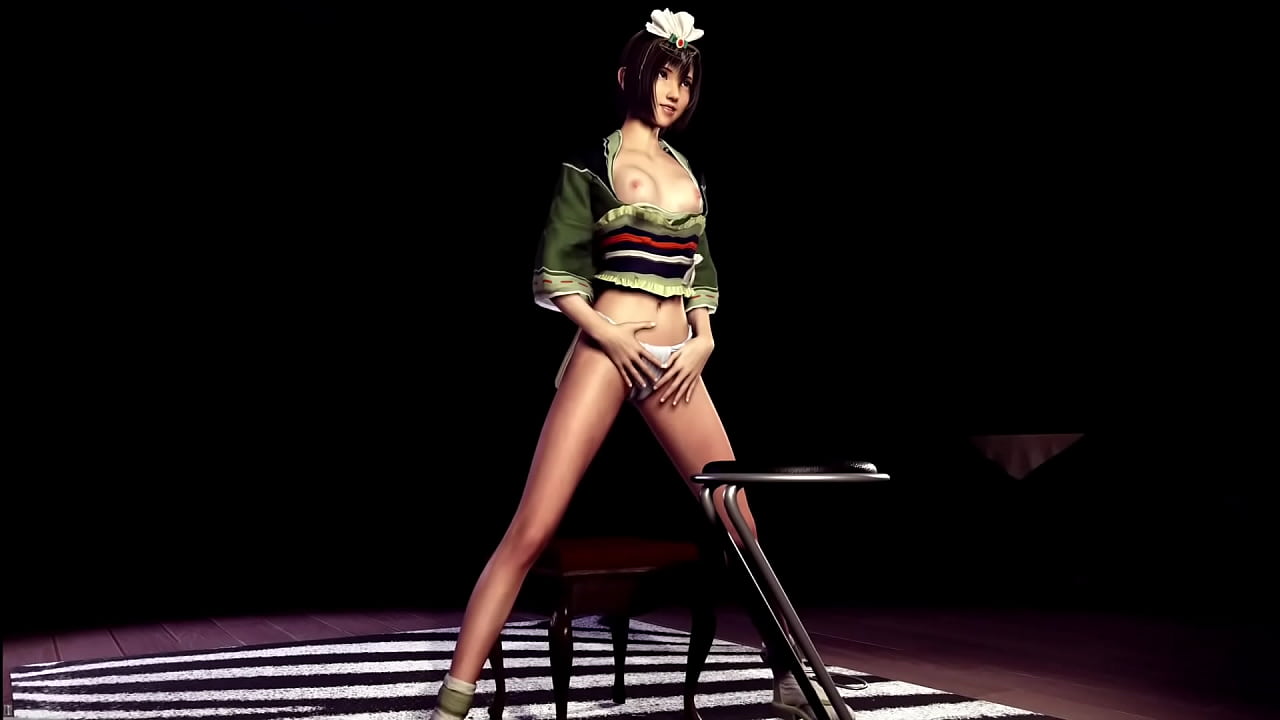 Graceful Yuffie Kisaragi shy erotic dance in skimpy outfit in bedroom