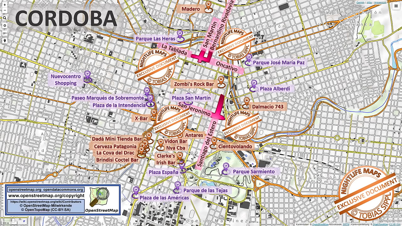 Street Map of Cordoba with Indication where to find Streetworkers, Freelancers and Brothels. Also we show you the Bar, Nightlife and Red Light District in the City