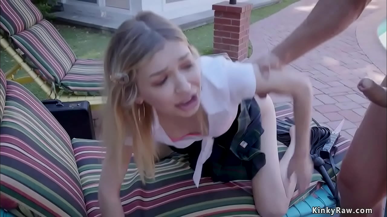 New husband Ramon Nomar of huge tits brunette Milf wife Jasmine Jae fucks throat to stepdaughter Mackenzie Moss outdoors then bangs them in bondage