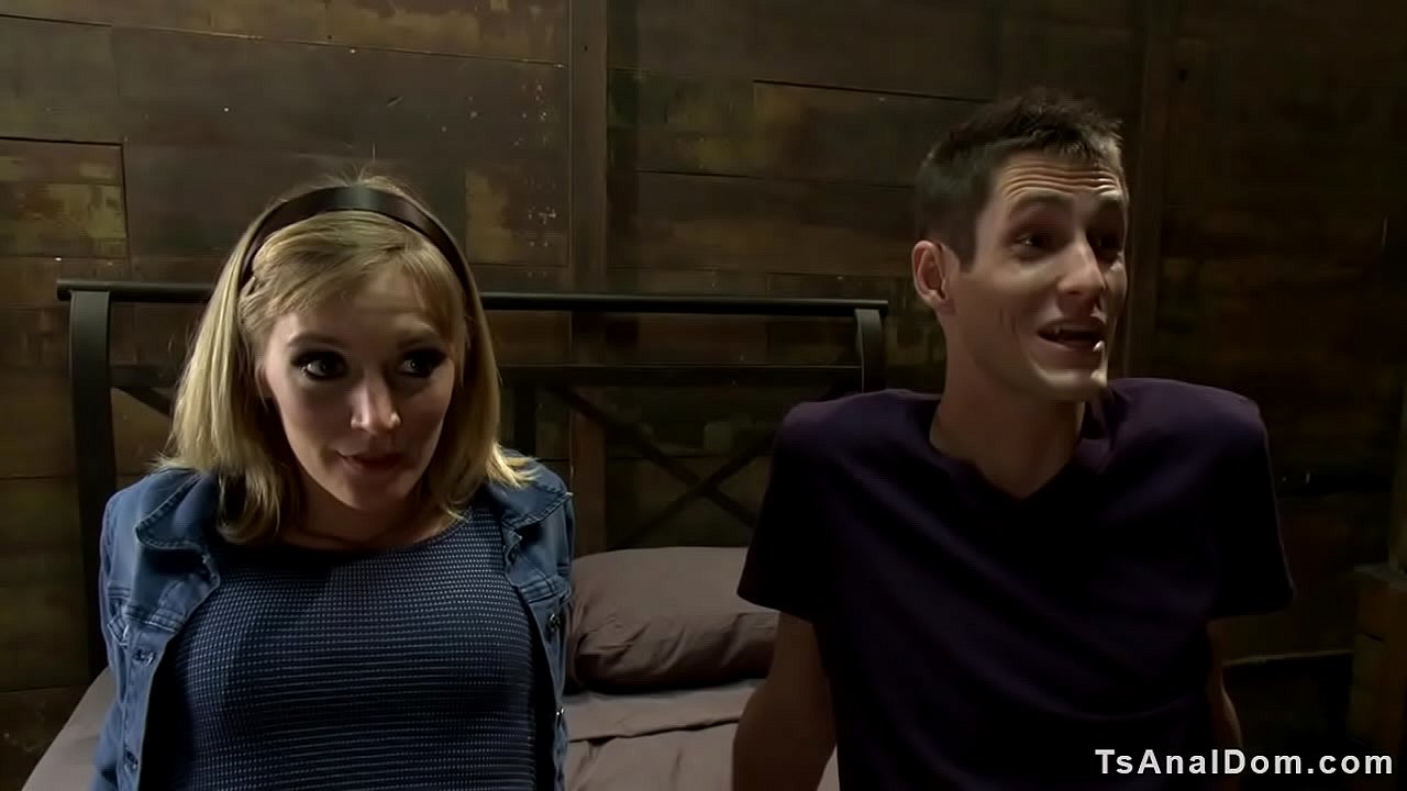 Girlfriend has surprise for her bf and hires pro shemale and then they gangbang fuck him in dungeon