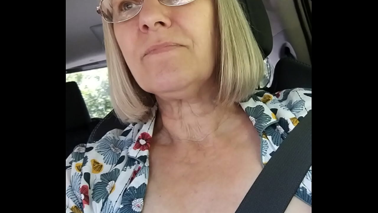 Driving down the road with my tits out