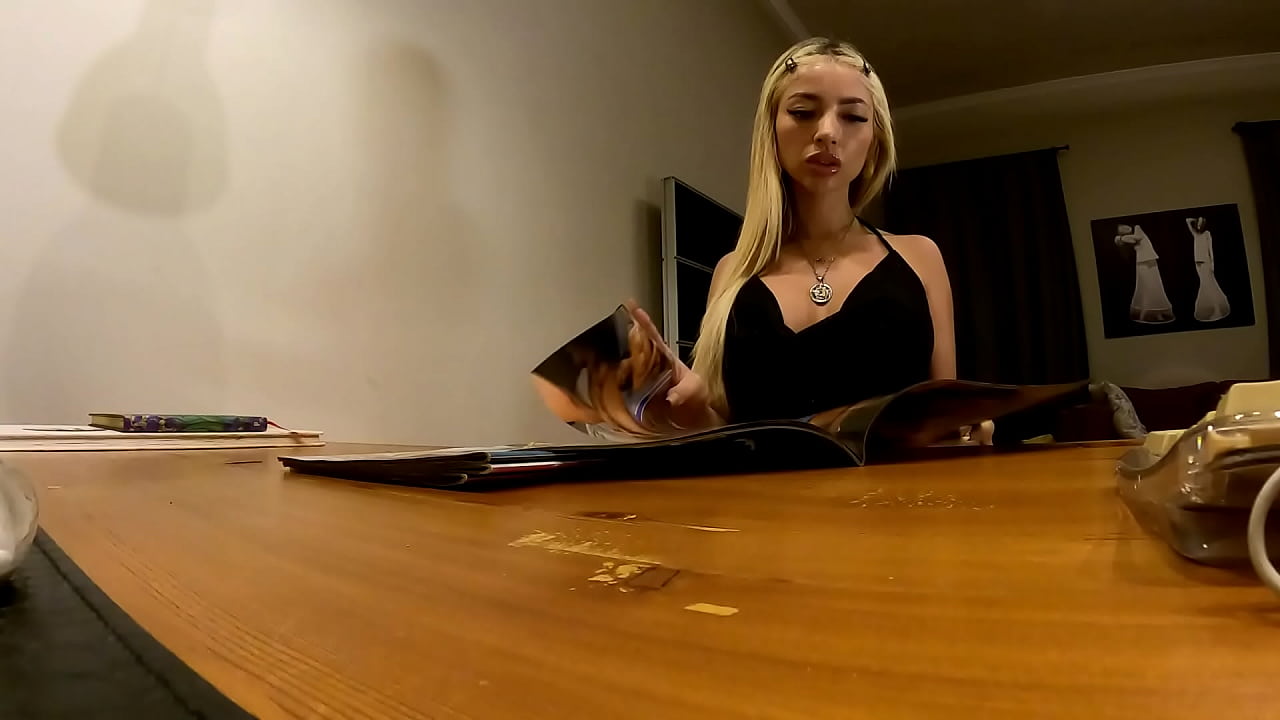 Hot Blonde Big Tits Skinny Latina Secretary in tight dress ignores Boss who is trying to masturbate on her