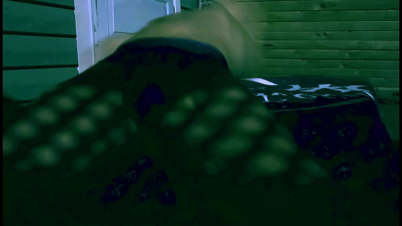 Stretching on the Porxh at Night in Briefs and Lattice Shadow jun 25