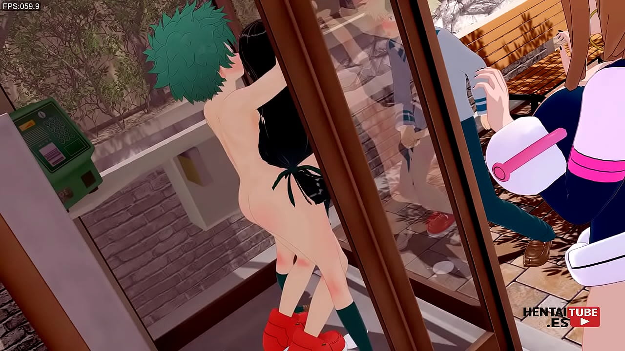 My Hero Academia Hentai - Midoriya having sex with Froppy while Ochako see them &  Katsuki Bakugou handjob seeing it