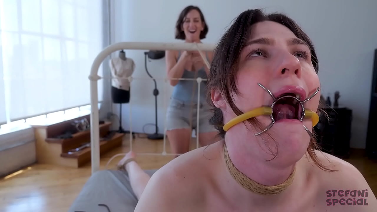 Back Bend Neck Rope Dildo Gagging Electro Shocked Ass Until Tgirl Breaks