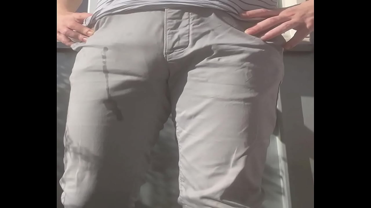 Young bro doesn't even try to hold it and wets himself on the balcony (probably training for bladder control)