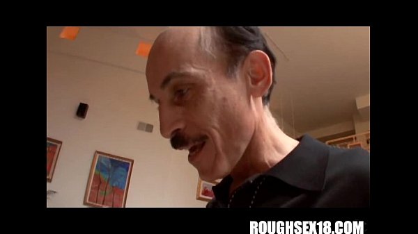 Asian babe with small tits sucks old dudes cock