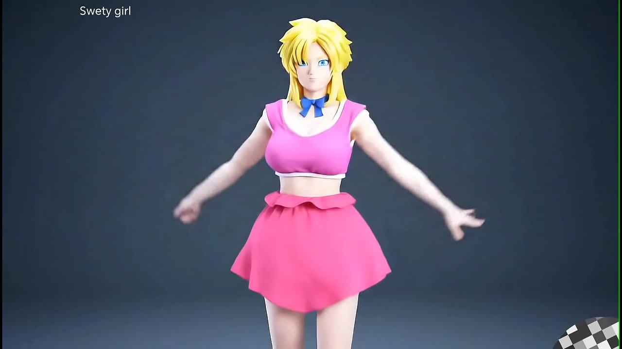 Bulma super sayan baile Sexy en M&iacute;ni Falda tetas grandes