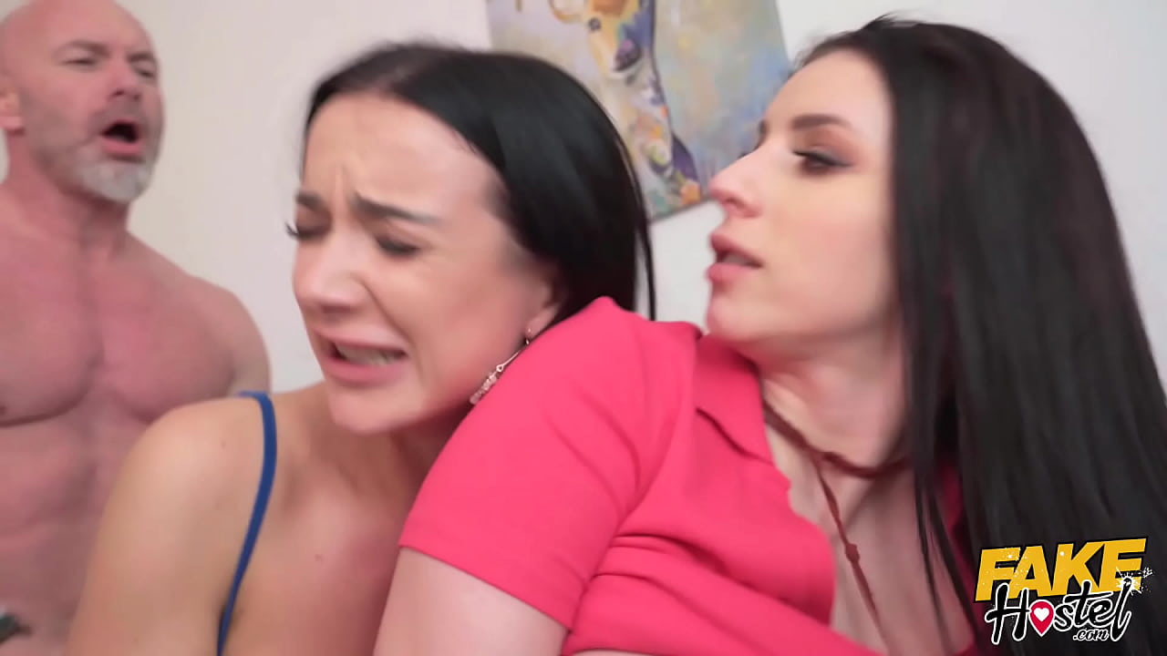 Fake Hostel - Cheating husband with very hard cock gets into a naughty threesome with thicc brunette wife and friendly big tits horny young backpacker with nice ass