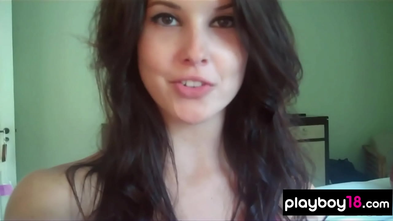 Bombastic brunette beauty presenting her huge boobs outdoor