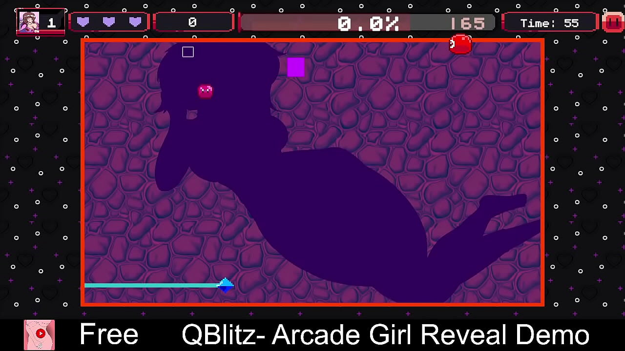 QBlitz: Arcade Girl Reveal Demo (free game itchio) Xonix, Puzzle, 2D, Adult, Arcade, Eroge, Erotic, Indie, NSFW, Retro, Unity