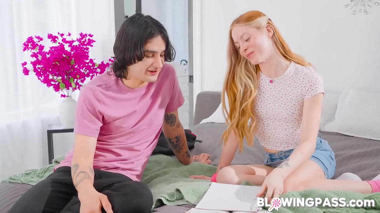 Explicit Kait is making her stepbro feel good after helping her with homework.The guy is licking her pussy while his stepsis is giving him blowjob