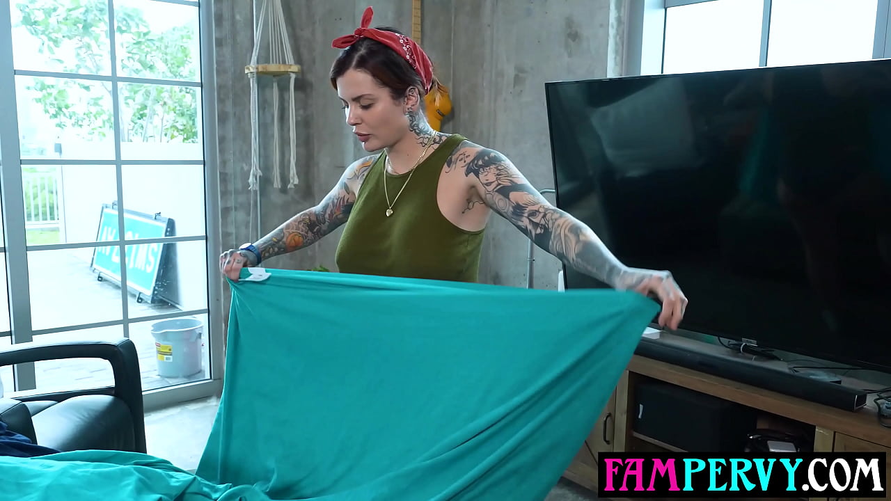 Busty tattooed MILF step sister devours her step brothers big fat boner