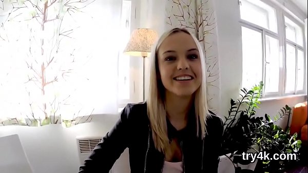 Lovable kitten blows dick in pov and gets spread slit pounded