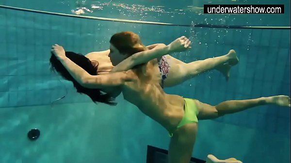 Underwater naked girls swirling around