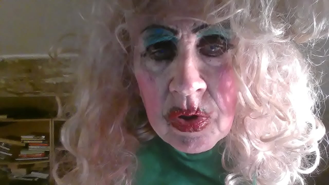 Cumslut fag trannie Sarah Millward, smokes, in spunk stained mini skirt humiliation