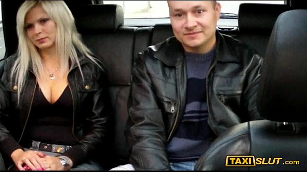 Pretty blonde amateur Stefany with big boobs railed in a taxi