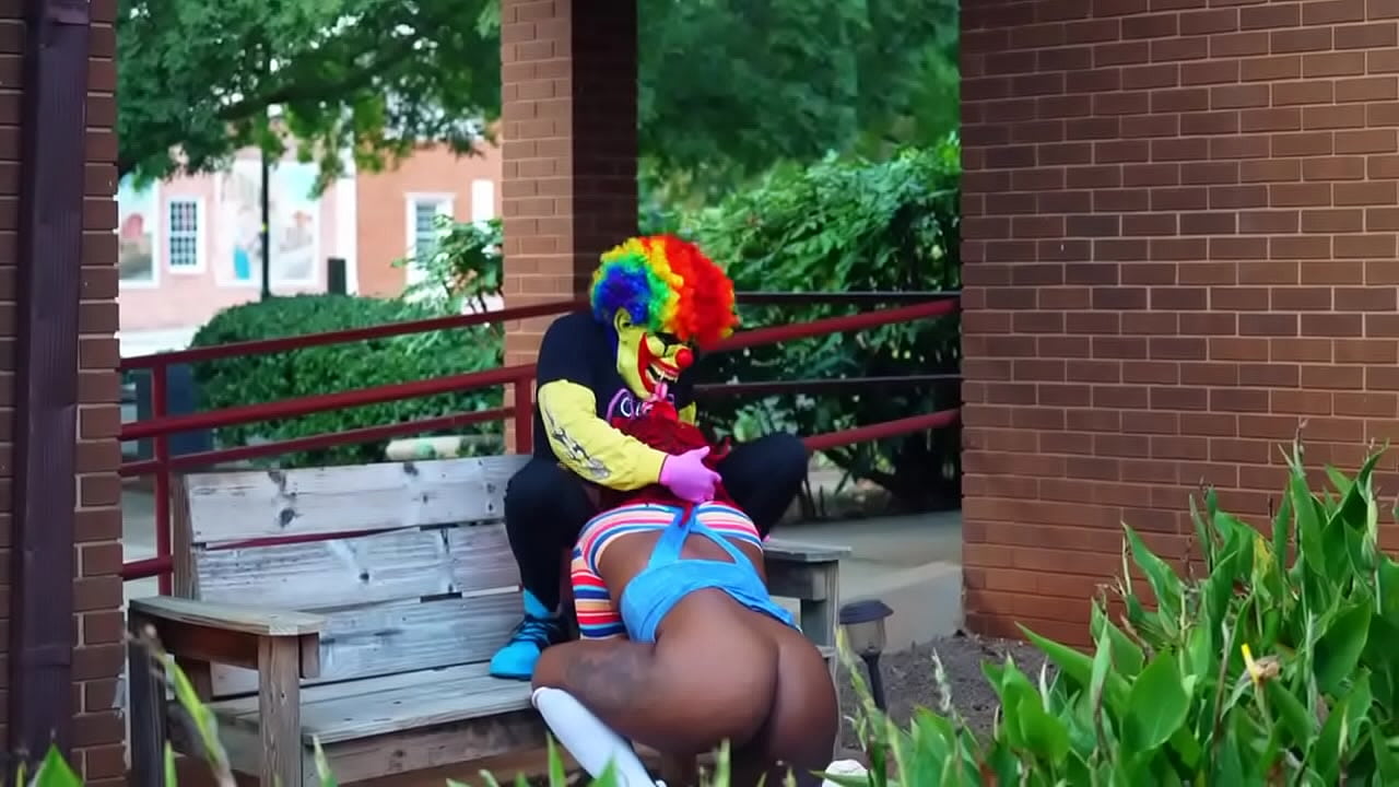 Female Chucky gets the scariness fucked out her by a clown on Halloween night