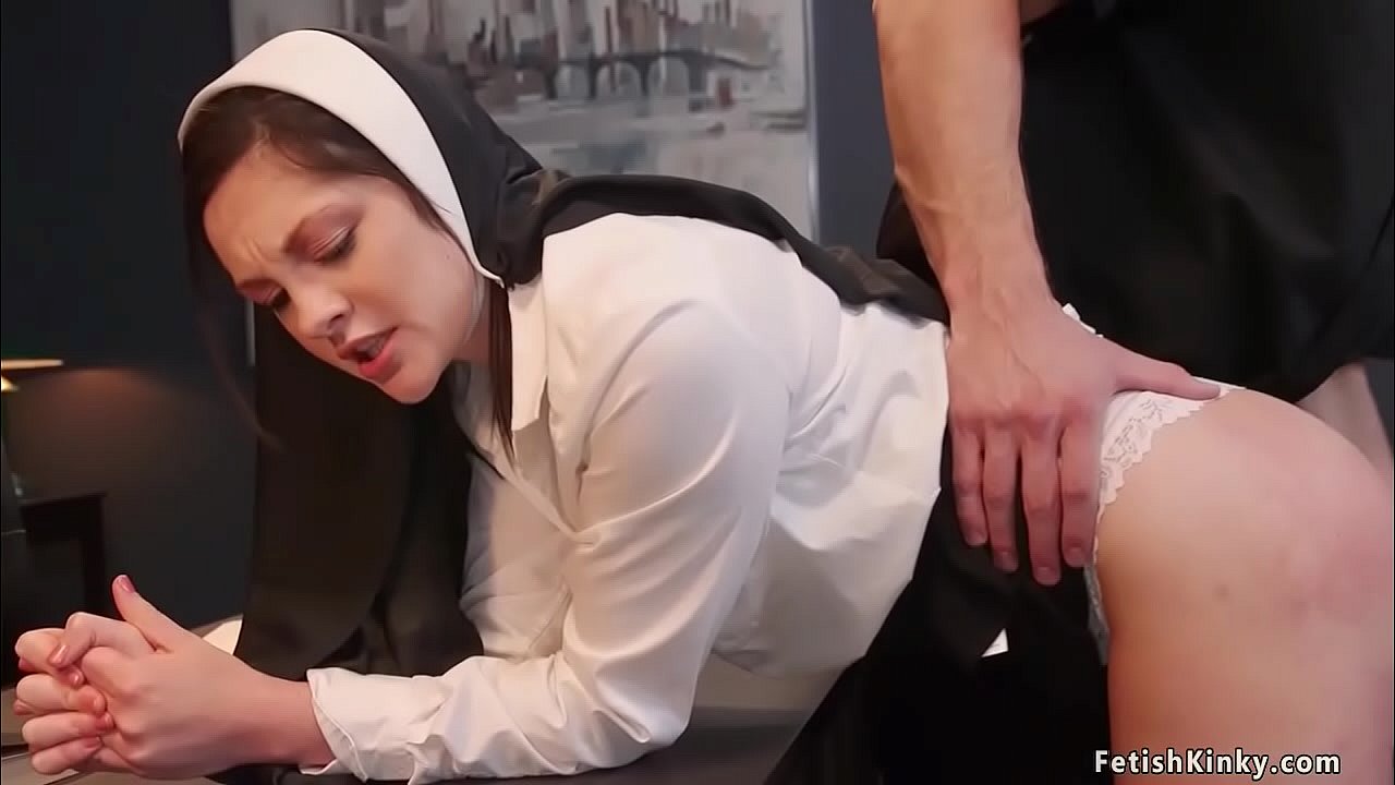 Priest Stirling Cooper spanks and fucks bent over young nun Petra Blair till she alt huge tits stepmom Lily Lane comes to them then he fucks them both