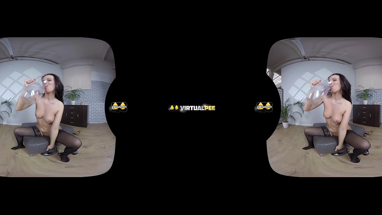 Virtual Pee - Vicky Love tease and showers in her own piss - VR