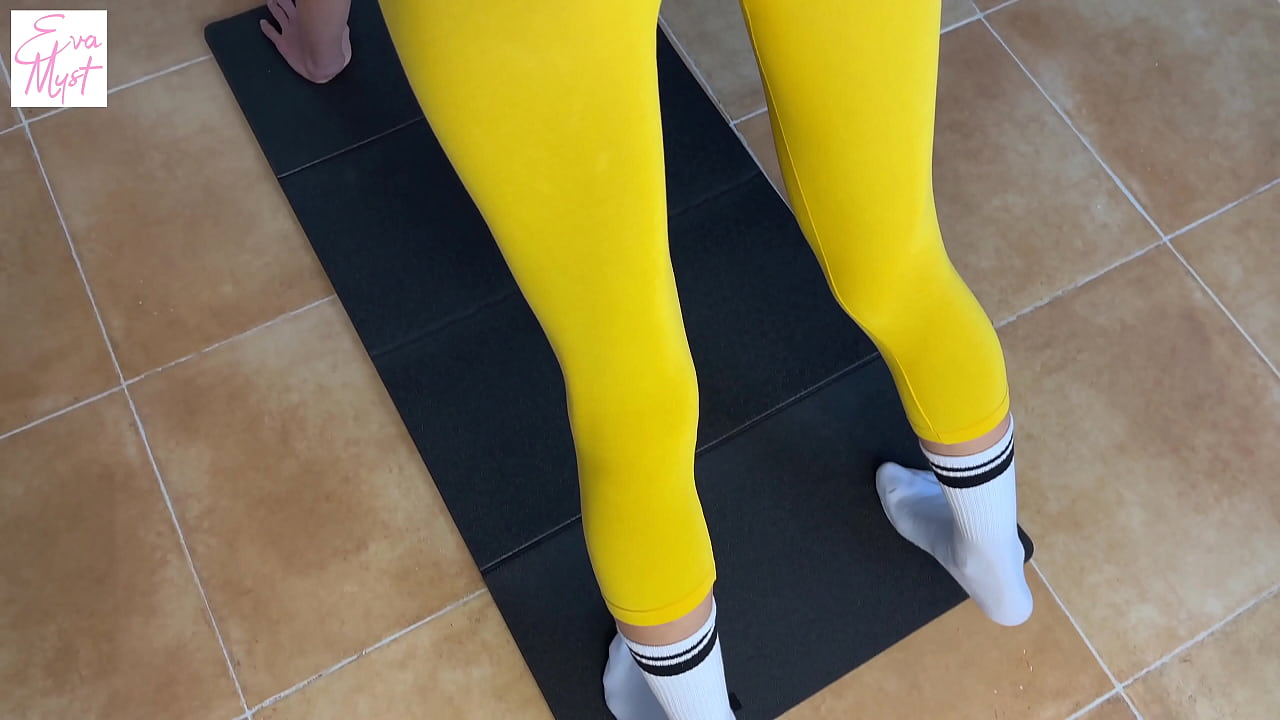 Watching mom's best friend (fit MILF) doing yoga with wet fluffy pussy and then doggystyle fuck