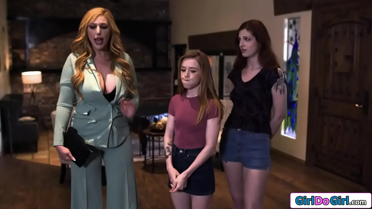 Lesbian stepsisters admit to their busty stepmom that they fool around and that they would like her to join.The teens lick and facesit the milf