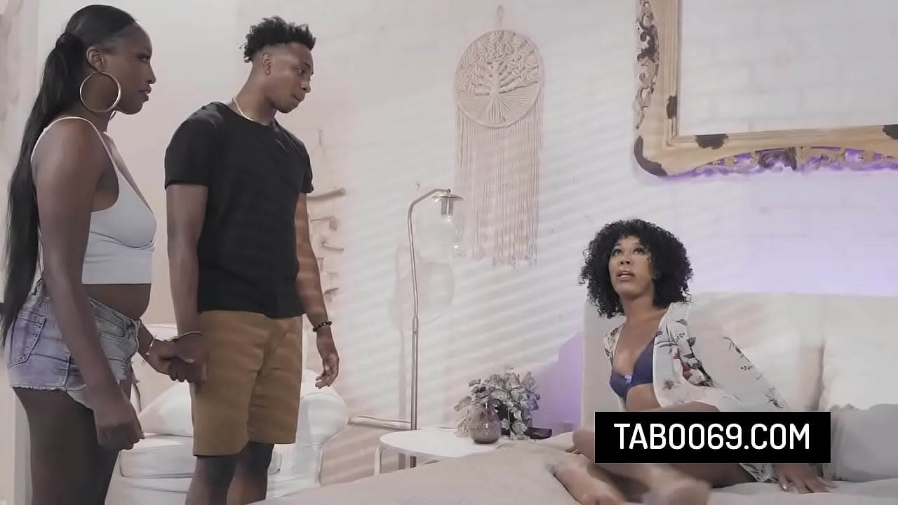 Bratty ebony stepsiblings share their milf stepmom's pussy