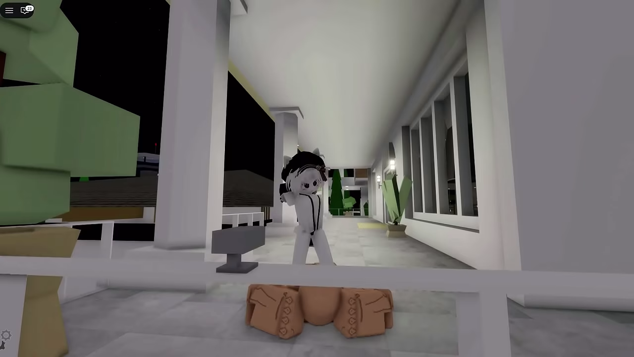 In Brookhaven on Roblox, wearing revealing clothes but almost bouncing off from intense exercise