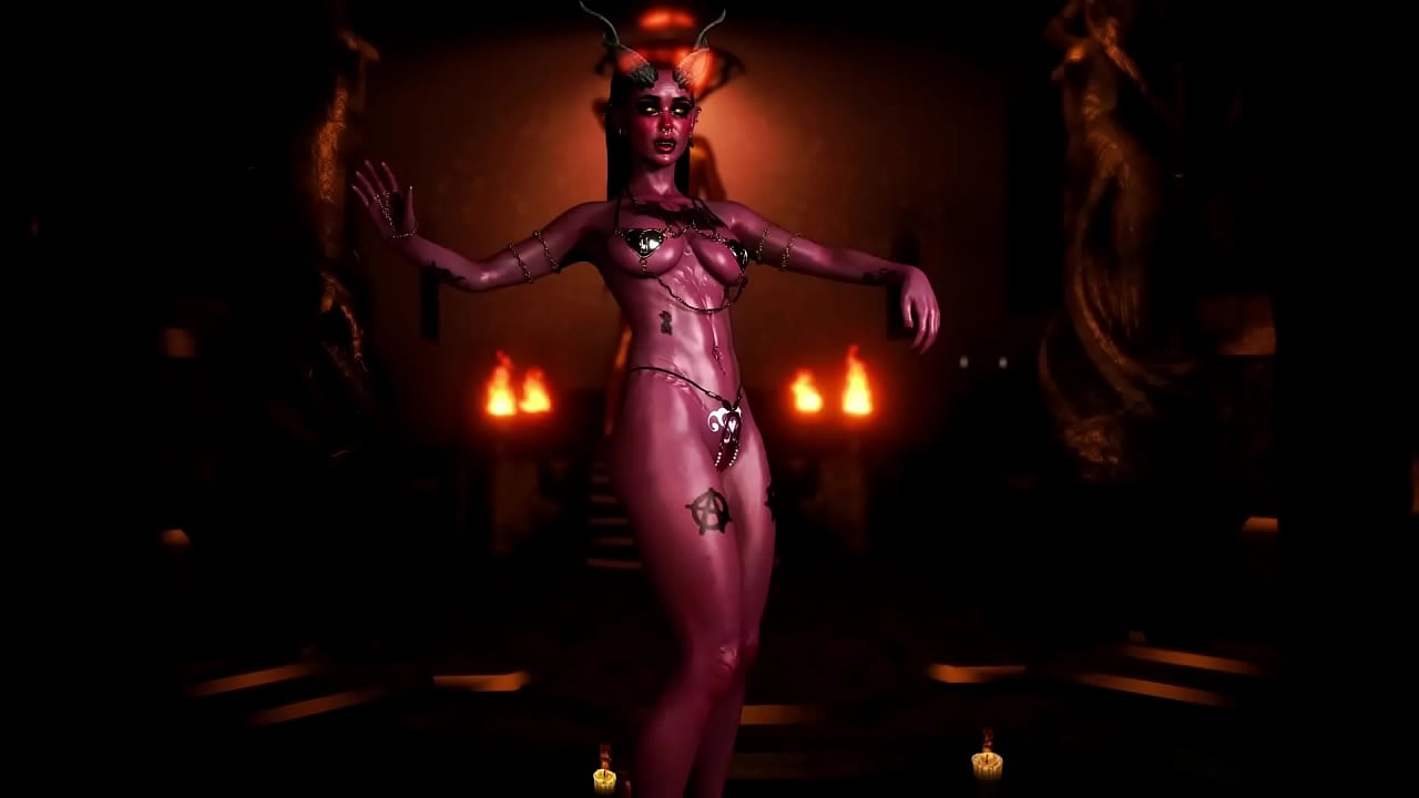 Sexy wild demon girl seduces you with unholy ritual dance in abandoned ruins