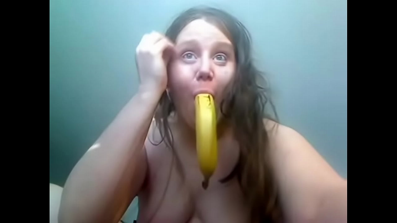 amateur girl playing with banana