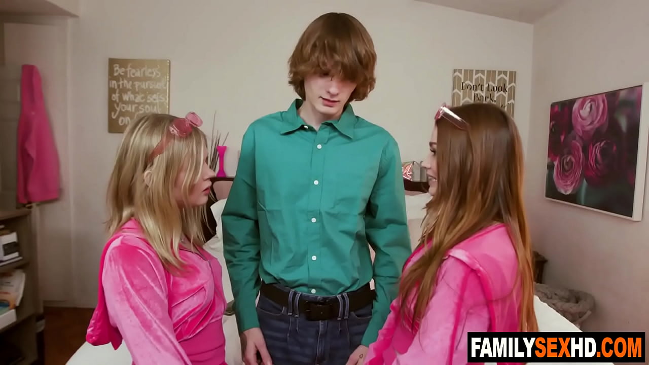 Geeky step brother threesome fucking young step sisters