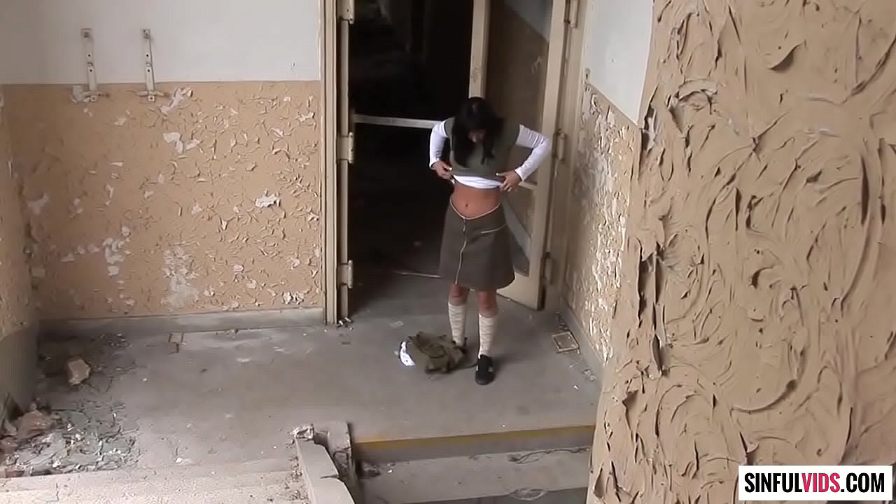 Teen chick Renata Black ass fucked hard by two dudes in ruins