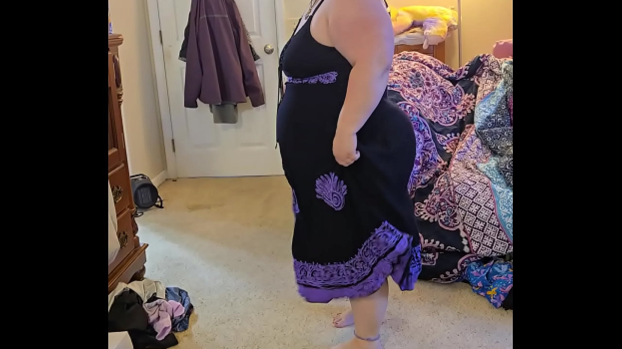 Bbw dance and strip in black dress