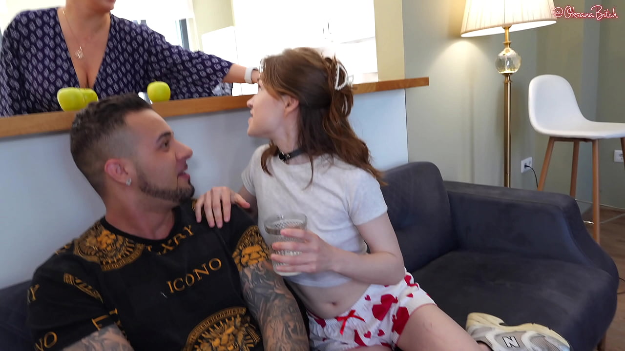 Hot Naughty Girl Seduces her Stepmother's lover and he fucks them both Hard in the Mouth with his Huge Dick!